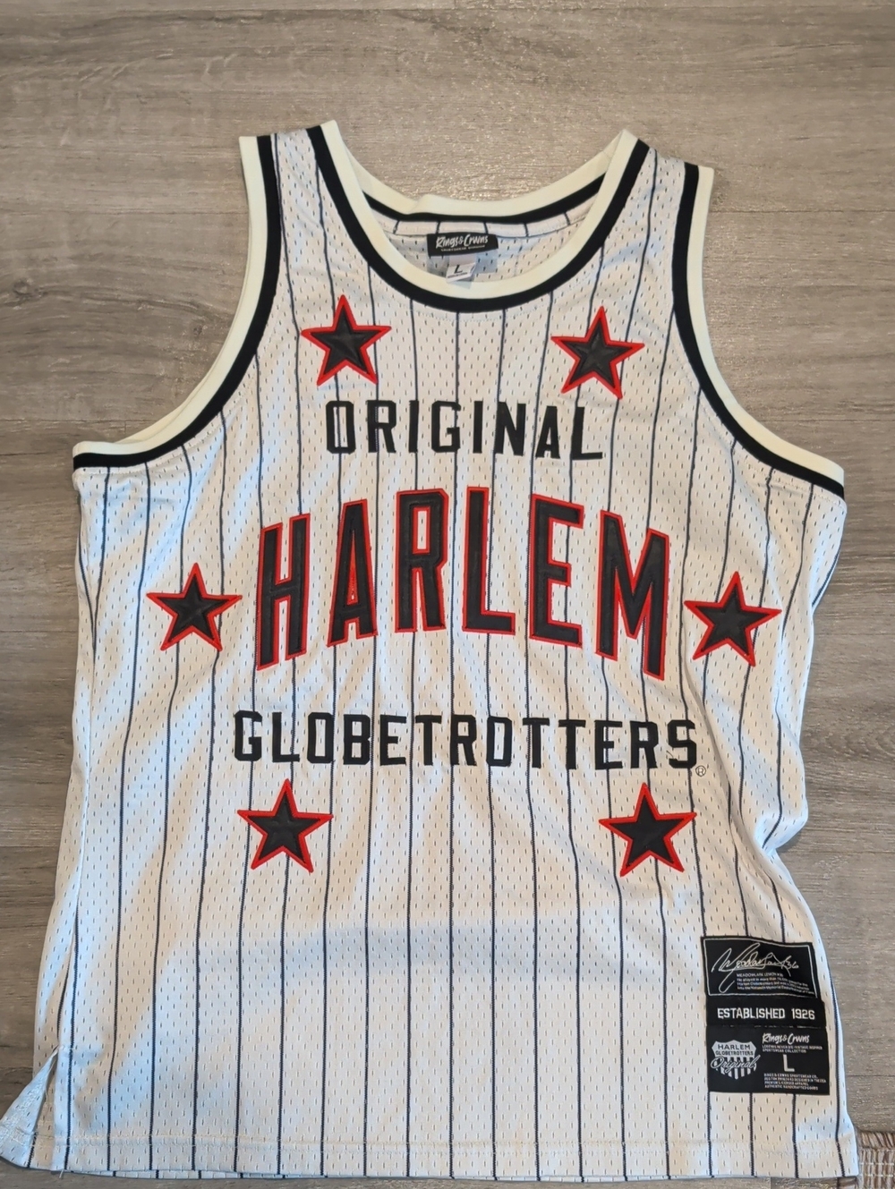 Original Harlem Globetrotters Mesh Jersey - White with Red & Black